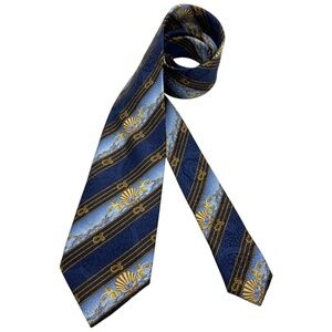 🆕PIERANGELO MASCIADRI Blue/Brown Striped Rope Node Art Silk LUXURY Tie ITALY